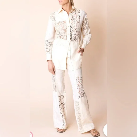 NWT $695 Zimmerman LUMINOSITY PATCH LACE PANT SIZE: AU 2, US 6-8
COLOUR: CREAM - Picture 6 of 14